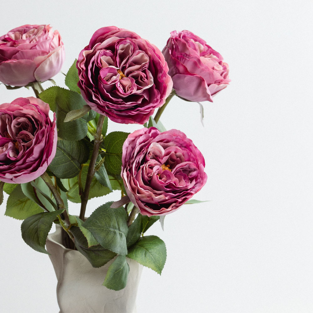 CABBAGE ROSE ΛΟΥΛΟΥΔΙ ΤΕΧΝΗΤΟ 66 POLYESTER ΡΟΖ ΦΟΥΞΙΑ ΠΡΑΣΙΝΟ - Image 4