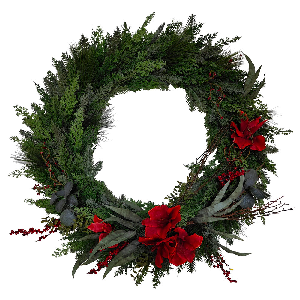 RED BERRY 100 ΧΡΙΣΤΟΥΓΕΝΝΙΑΤΙΚΟ ΣΤΕΦΑΝΙ ΜΕ ΓΚΙ 100x100cm POLYFOAM ΠΡΑΣΙΝΟ ΚΟΚΚΙΝΟ PVC