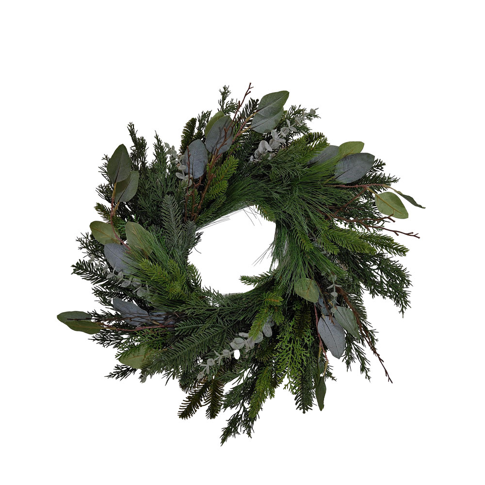 LEAF 60 ΧΡΙΣΤΟΥΓΕΝΝΙΑΤΙΚΟ ΣΤΕΦΑΝΙ ΜΕ ΦΥΛΛΑ 60x60cm PVC ΠΡΑΣΙΝΟ