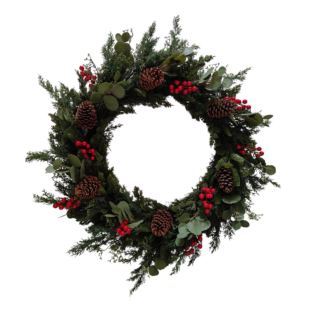 RED BERRY 90 ΧΡΙΣΤΟΥΓΕΝΝΙΑΤΙΚΟ ΣΤΕΦΑΝΙ ΜΕ ΓΚΙ 90x90cm POLYFOAM ΠΡΑΣΙΝΟ ΚΟΚΚΙΝΟ PVC