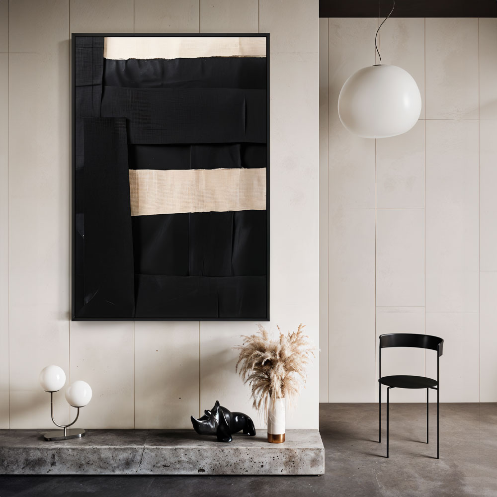 ACUTE ΠΙΝΑΚΑΣ ΔΙΑΚΟΣΜΗΣΗΣ 100x140x4 ΛΙΝΟ ΜΠΕΖ ΜΑΥΡΟ ΞΥΛΟ ΜΑΥΡΟ - Image 2