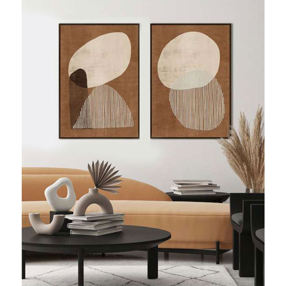 CONVEX ΠΙΝΑΚΑΣ ΔΙΑΚΟΣΜΗΣΗΣ 60x90x4cm ΚΑΜΒΑΣ TERRACOTTA ΜΠΕΖ MDF ΚΑΦΕ - Image 2