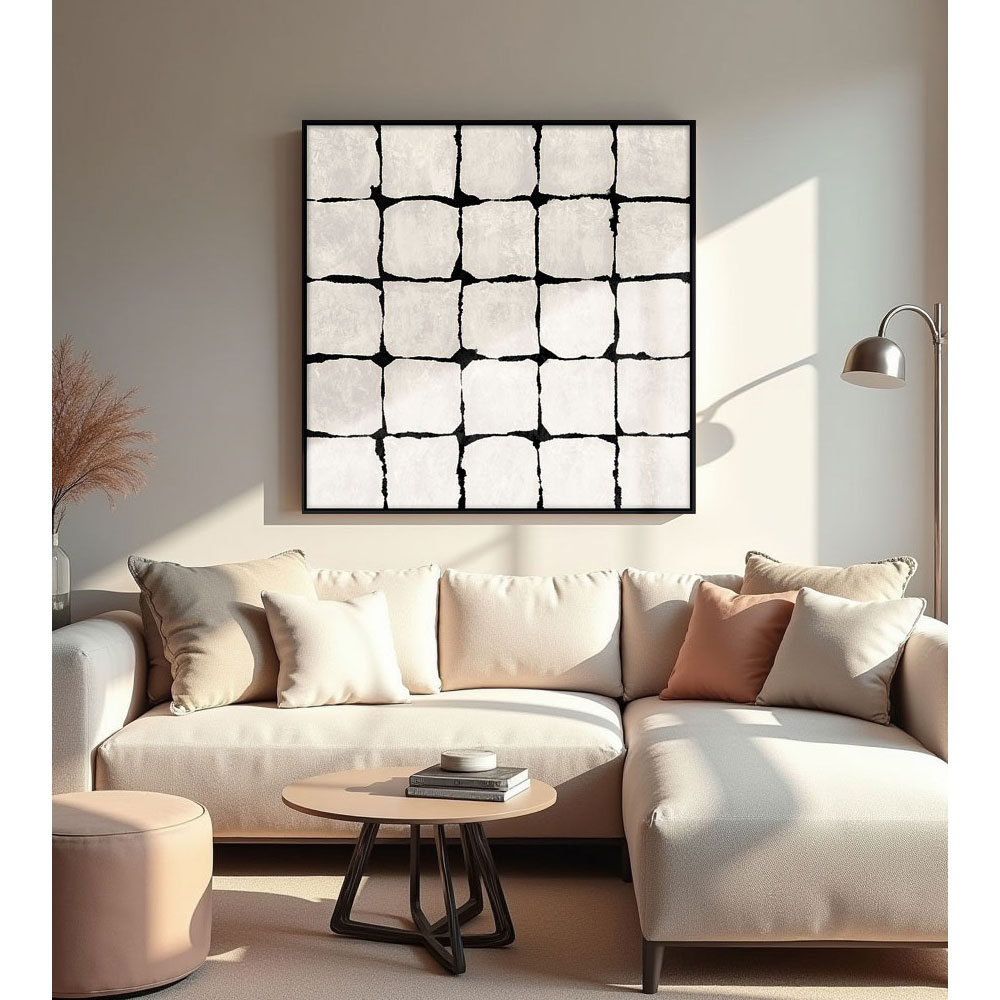 FOCUS ΠΙΝΑΚΑΣ ΔΙΑΚΟΣΜΗΣΗΣ 100x100x4 ΚΑΜΒΑΣ ΛΕΥΚΟ ΜΑΥΡΟ MDF ΜΑΥΡΟ - Image 2