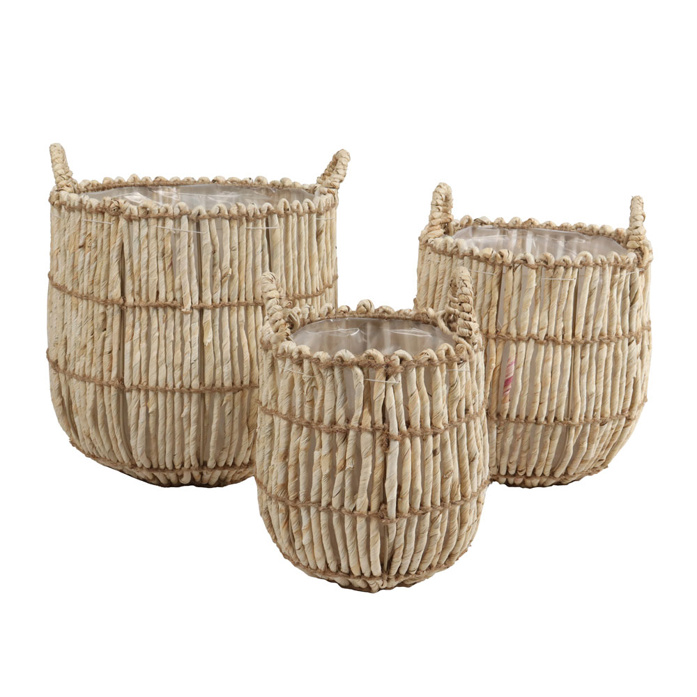 THEROS ΚΑΛΑΘΙ SET 3ΤΜΧ 30x30x32cm ΦΥΛΛΑ ΚΑΛΑΜΠΟΚΙΟΥ ΦΥΣΙΚΟ