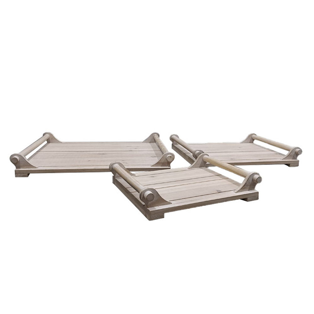 SIKINOS ΔΙΣΚΟΣ SET 3ΤΜΧ 42x36x6 ΞΥΛΟ ΕΛΑΤΟΥ WHITE WASHED