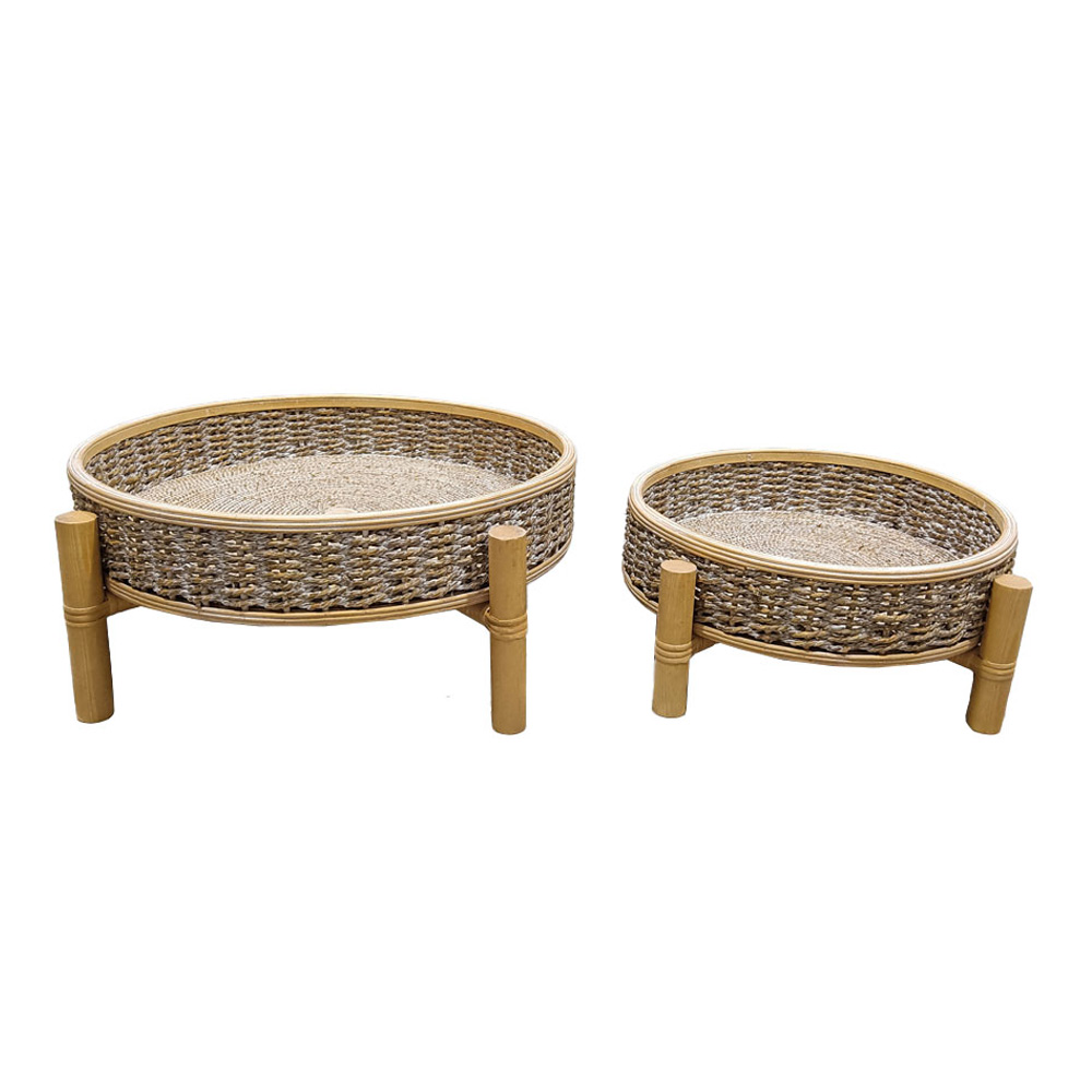 CORDA ΔΙΣΚΟΣ SET 2ΤΜΧ 51x51x19 ΞΥΛΟ ΕΛΑΤΟΥ WHITE WASHED ΦΥΣΙΚΟ ΣΧΟΙΝΙ