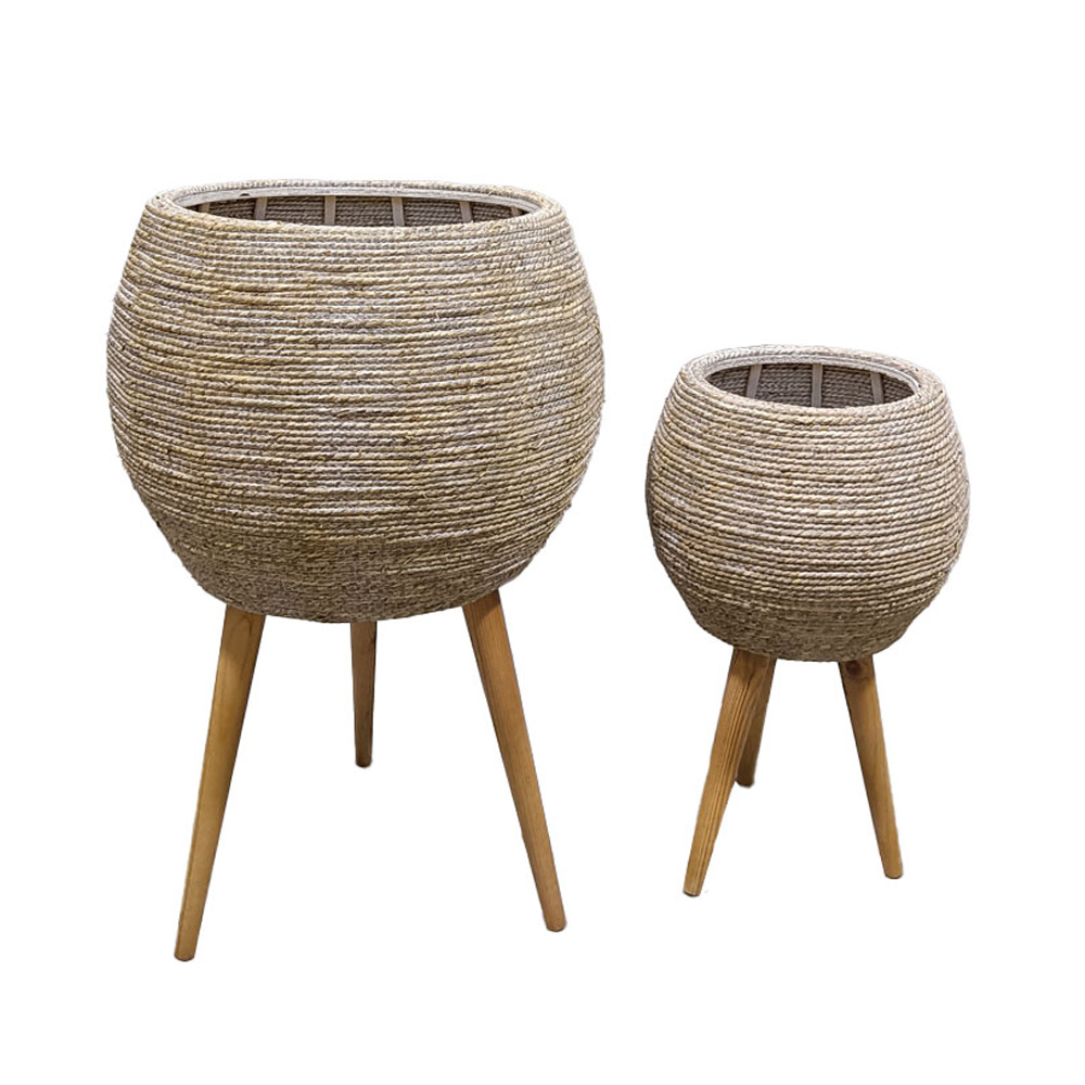 CORDA ΚΑΣΠΩ SET 2ΤΜΧ 39x39x60 ΞΥΛΟ ΕΛΑΤΟΥ WHITE WASHED ΦΥΣΙΚΟ GRASS