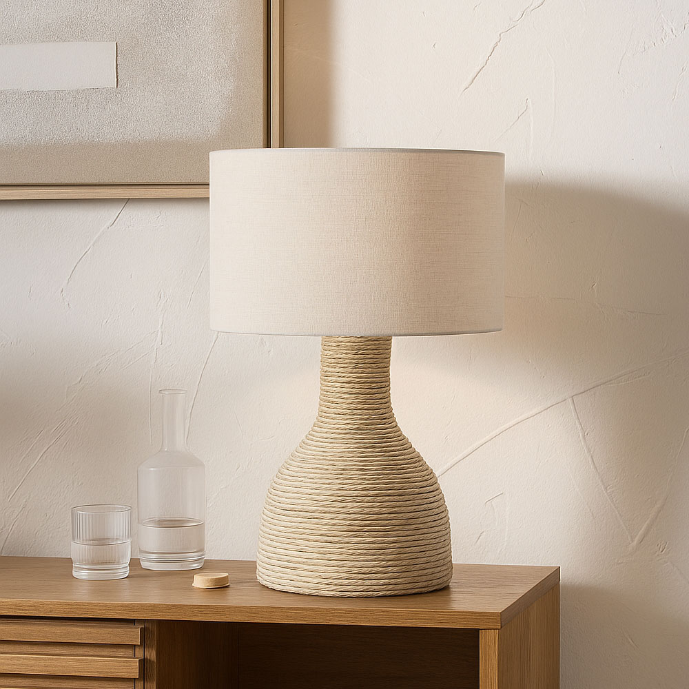 SIKINOS ΦΩΤΙΣΤΙΚΟ ΕΠΙΤΡΑΠΕΖΙΟ 30x30x54 ΣΧΟΙΝΙ ΦΥΣΙΚΟ ΥΦΑΣΜΑ ΜΠΕΖ - Image 2