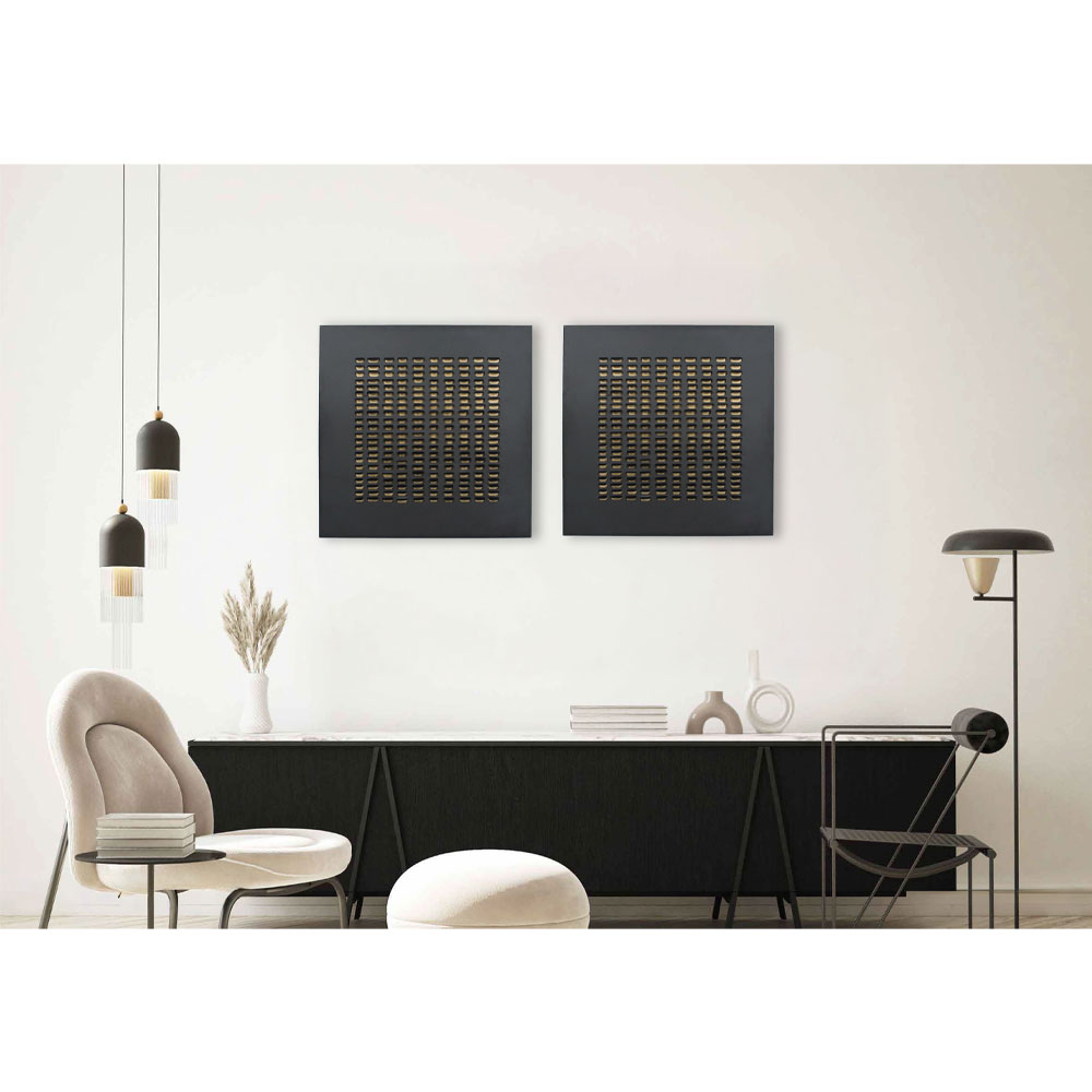 ESCAPE ΠΙΝΑΚΑΣ ΔΙΑΚΟΣΜΗΣΗΣ 80x80x5 ΜΕΤΑΛΛΟ ΜΑΥΡΟ ΧΡΥΣΟ MDF - Image 2