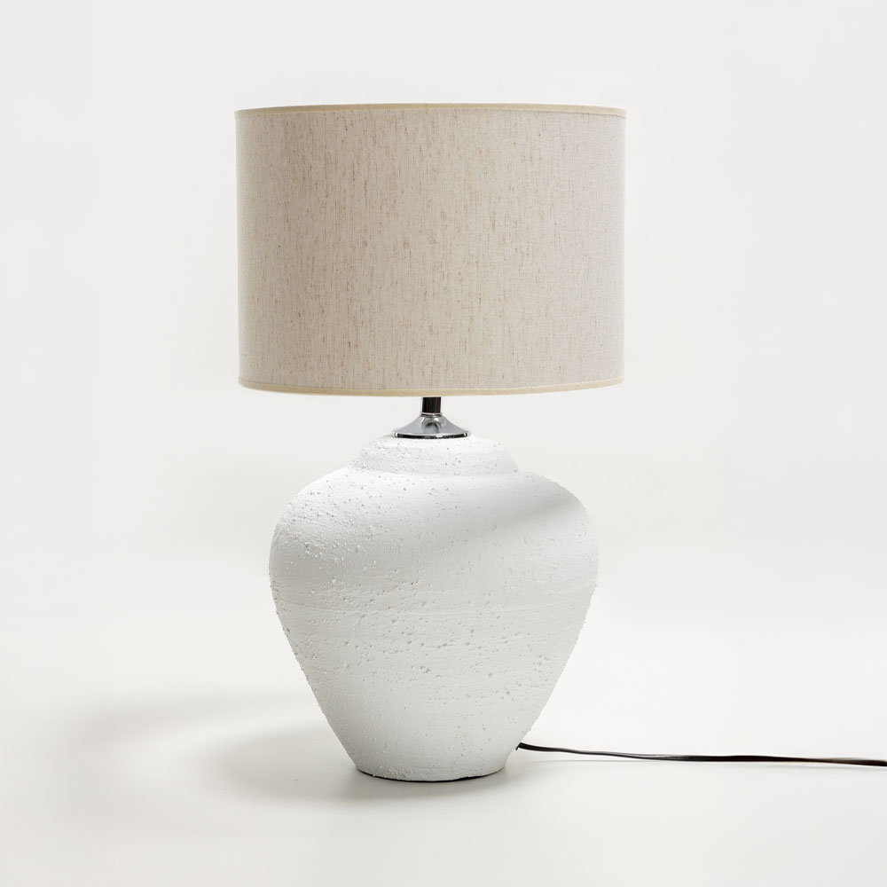 SANTORINI ΦΩΤΙΣΤΙΚΟ ΕΠΙΤΡΑΠΕΖΙΟ 30x30x60cm ΚΕΡΑΜΙΚΟ ΛΕΥΚΟ ΛΙΝΟ ΜΠΕΖ