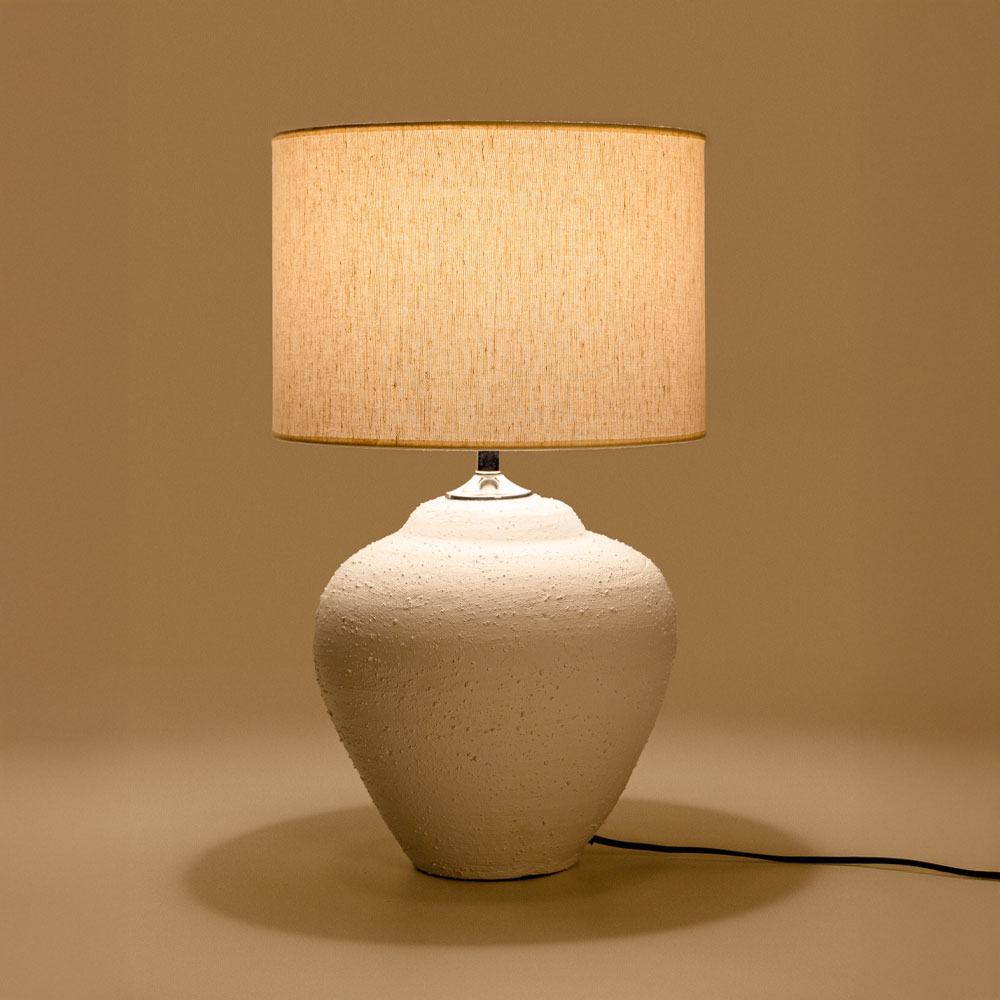 SANTORINI ΦΩΤΙΣΤΙΚΟ ΕΠΙΤΡΑΠΕΖΙΟ 30x30x60cm ΚΕΡΑΜΙΚΟ ΛΕΥΚΟ ΛΙΝΟ ΜΠΕΖ - Image 2