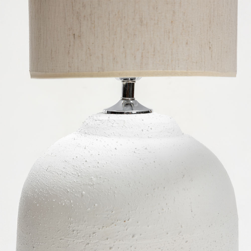 SANTORINI ΦΩΤΙΣΤΙΚΟ ΕΠΙΤΡΑΠΕΖΙΟ 30x30x60cm ΚΕΡΑΜΙΚΟ ΛΕΥΚΟ ΛΙΝΟ ΜΠΕΖ - Image 3