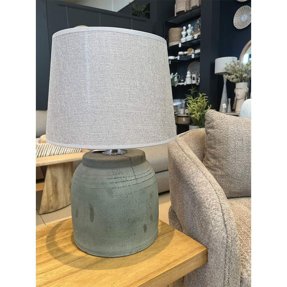 LINDOS ΦΩΤΙΣΤΙΚΟ ΕΠΙΤΡΑΠΕΖΙΟ 24x24x54cm ΚΕΡΑΜΙΚΟ ΜΕΝΤΑ ΓΚΡΙ ΛΙΝΟ ΜΠΕΖ - Image 2