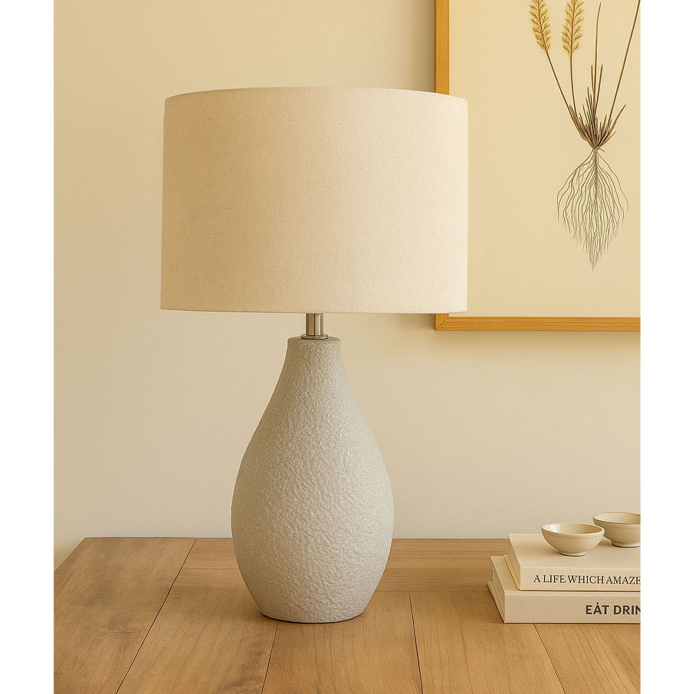 PADER ΦΩΤΙΣΤΙΚΟ ΕΠΙΤΡΑΠΕΖΙΟ 20x20x59cm ΚΕΡΑΜΙΚΟ ΛΕΥΚΟ ΛΙΝΟ ΜΠΕΖ - Image 2