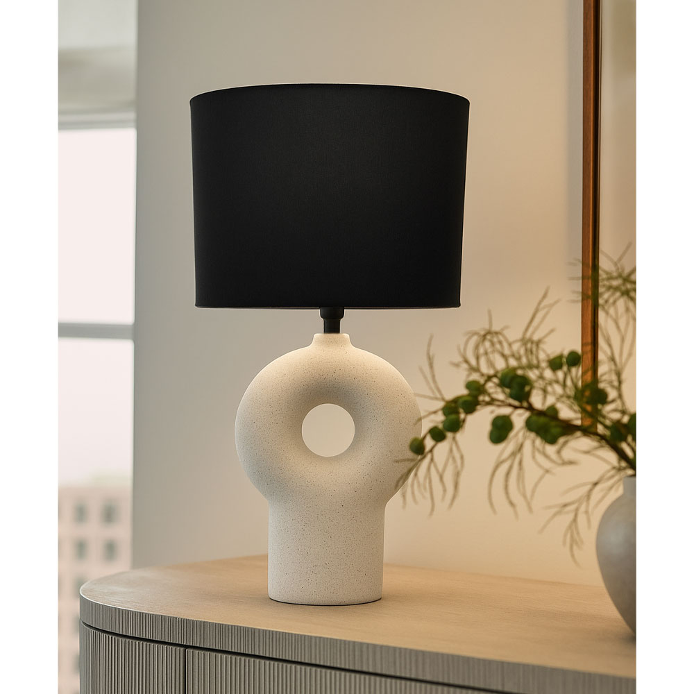 VEGG ΦΩΤΙΣΤΙΚΟ ΕΠΙΤΡΑΠΕΖΙΟ 20x10x52cm ΚΕΡΑΜΙΚΟ ΛΕΥΚΟ ΛΙΝΟ ΜΑΥΡΟ - Image 2