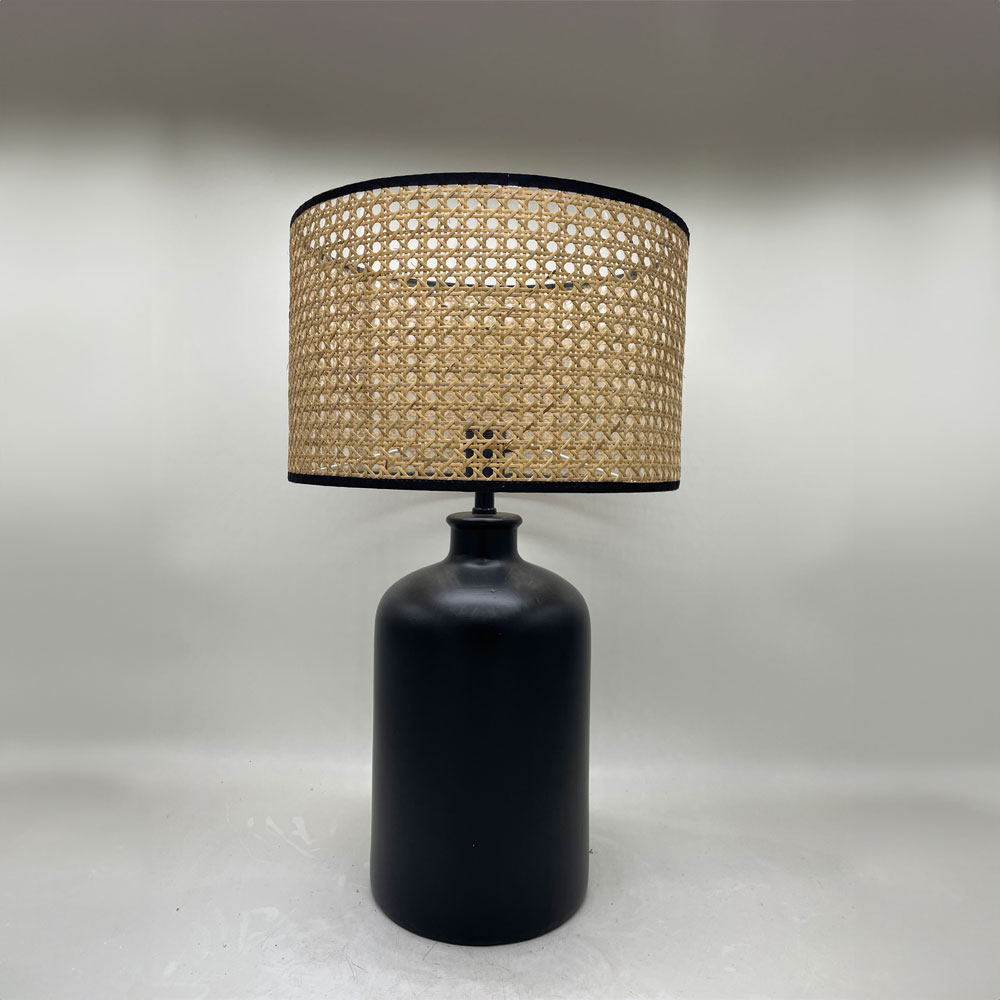 VEGUR ΦΩΤΙΣΤΙΚΟ ΕΠΙΤΡΑΠΕΖΙΟ 22x22x66cm ΚΕΡΑΜΙΚΟ ΜΑΥΡΟ PVC ΦΥΣΙΚΟ - Image 2