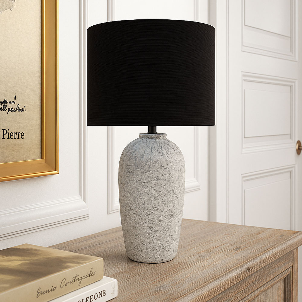 MARBUK ΦΩΤΙΣΤΙΚΟ ΕΠΙΤΡΑΠΕΖΙΟ 17x17x60cm ΚΕΡΑΜΙΚΟ ΓΚΡΙ ΥΦΑΣΜΑ ΜΑΥΡΟ - Image 2