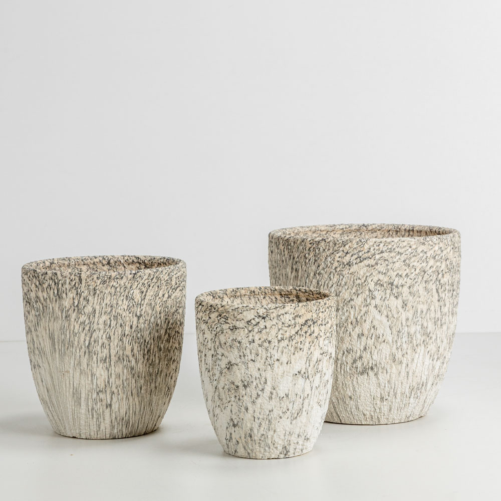 KANCHE ΓΛΑΣΤΡΑ ΣΕΤ 3ΤΜΧ 30x30x31cm ΚΕΡΑΜΙΚΟ ΜΠΕΖ ΜΑΥΡΟ