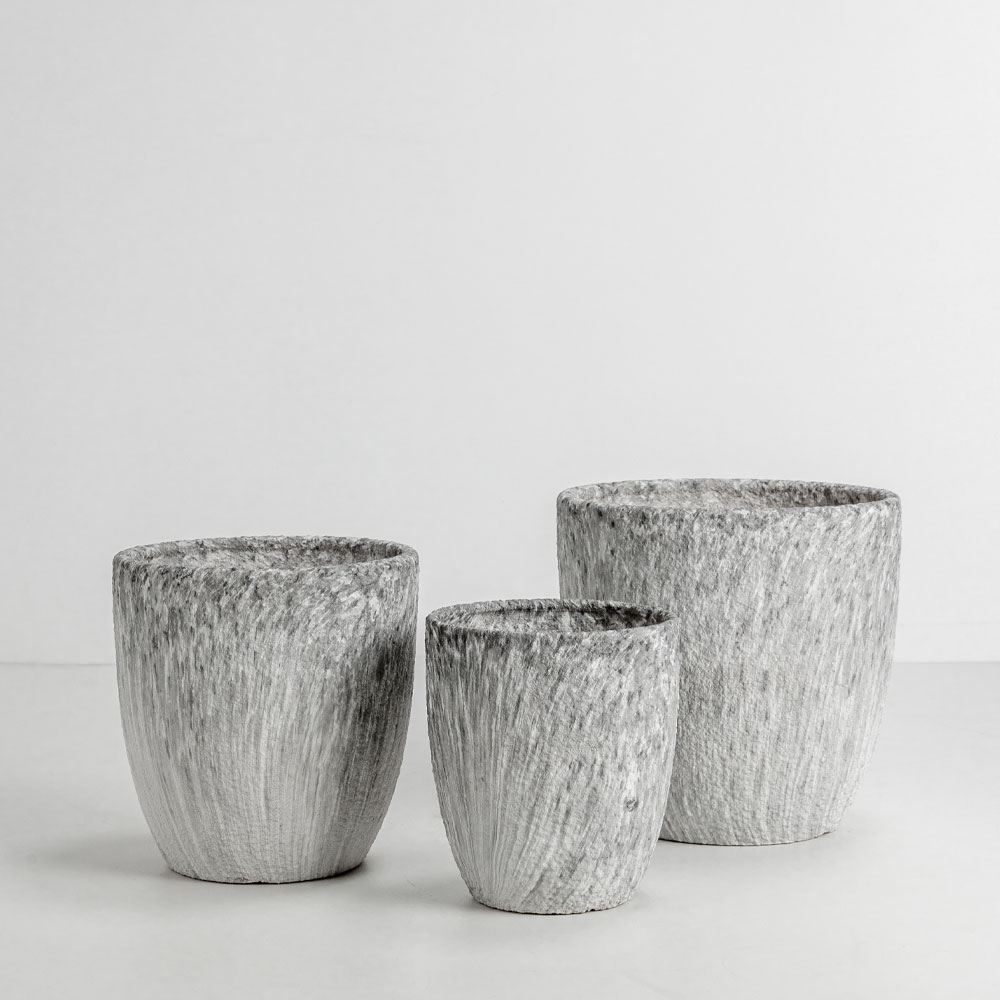 VINSON ΓΛΑΣΤΡΑ ΣΕΤ 3ΤΜΧ 30x30x31cm ΚΕΡΑΜΙΚΟ ΓΚΡΙ ΛΕΥΚΟ