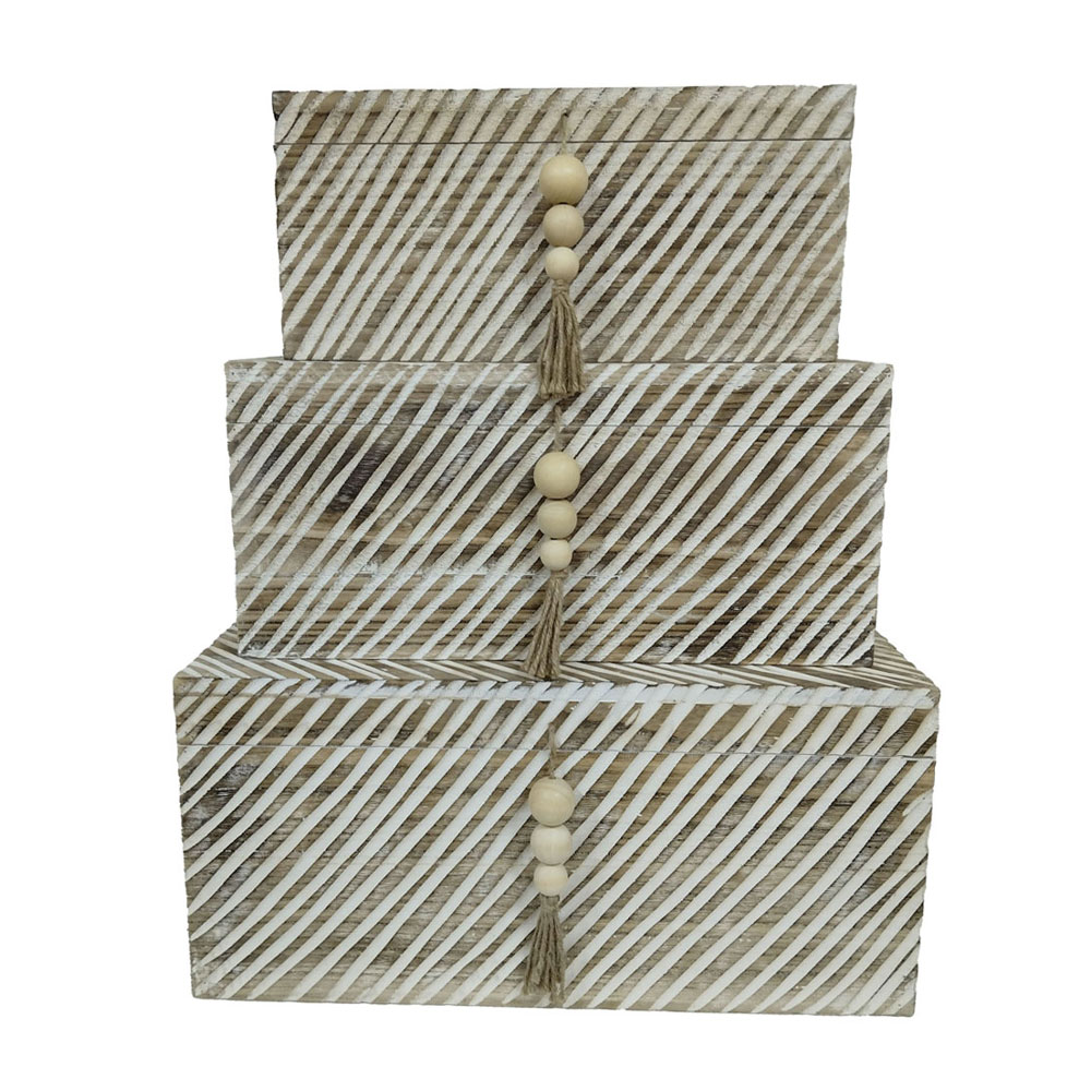 SENGO ΚΟΥΤΙ ΑΠΟΘΗΚΕΥΣΗΣ ΣΕΤ 3ΤΜΧ 64x44x30cm ΞΥΛΟ ΦΥΣΙΚΟ ΛΕΥΚΟ