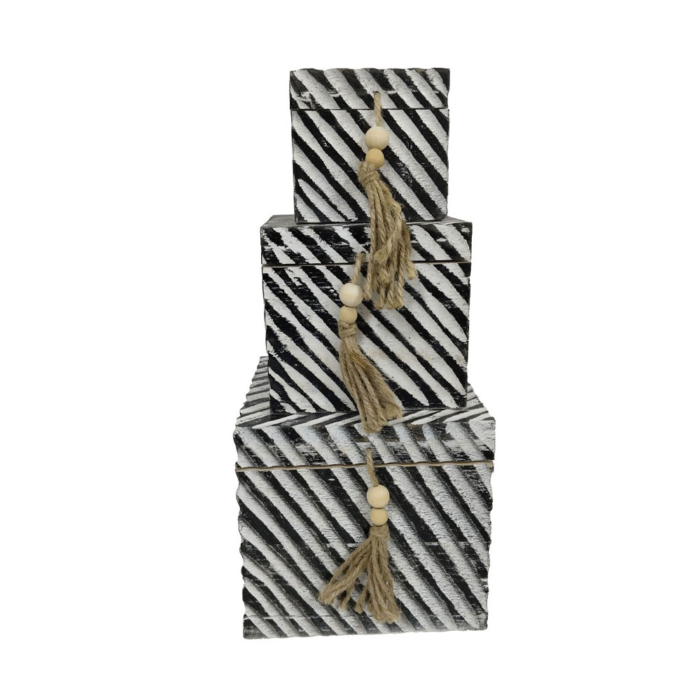 RONAN ΚΟΥΤΙ ΑΠΟΘΗΚΕΥΣΗΣ ΣΕΤ 3ΤΜΧ 22x22x20cm ΞΥΛΟ ΚΑΦΕ ΜΠΕΖ