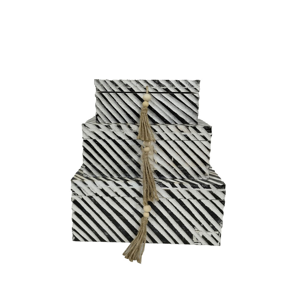 RONAN ΚΟΥΤΙ ΑΠΟΘΗΚΕΥΣΗΣ ΣΕΤ 3ΤΜΧ 38x25x17cm ΞΥΛΟ ΜΑΥΡΟ ΑΣΠΡΟ