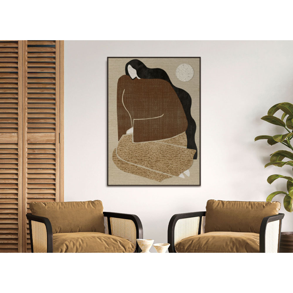 AMIT B ΠΙΝΑΚΑΣ ΔΙΑΚΟΣΜΗΤΙΚΟΣ ΜΕ ΚΟΡΝΙΖΑ 80x120x4.3cm ΚΑΜΒΑΣ ΜΠΕΖ ΚΑΦΕ ΜΑΥΡΟ PS - Image 2