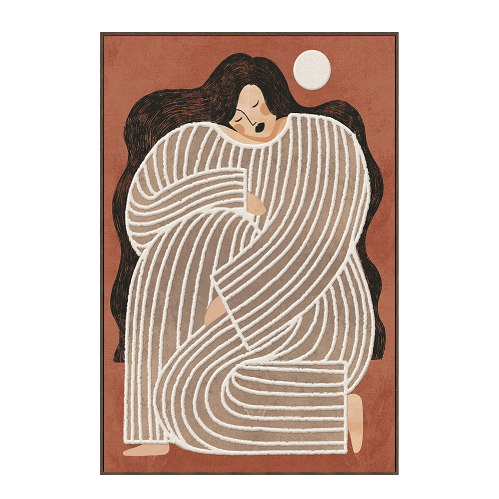 ABBI A ΠΙΝΑΚΑΣ ΔΙΑΚΟΣΜΗΤΙΚΟΣ ΜΕ ΚΟΡΝΙΖΑ 80x120x4.3cm ΚΑΜΒΑΣ TERRACOTTA ΜΠΕΖ ΚΑΦΕ PS