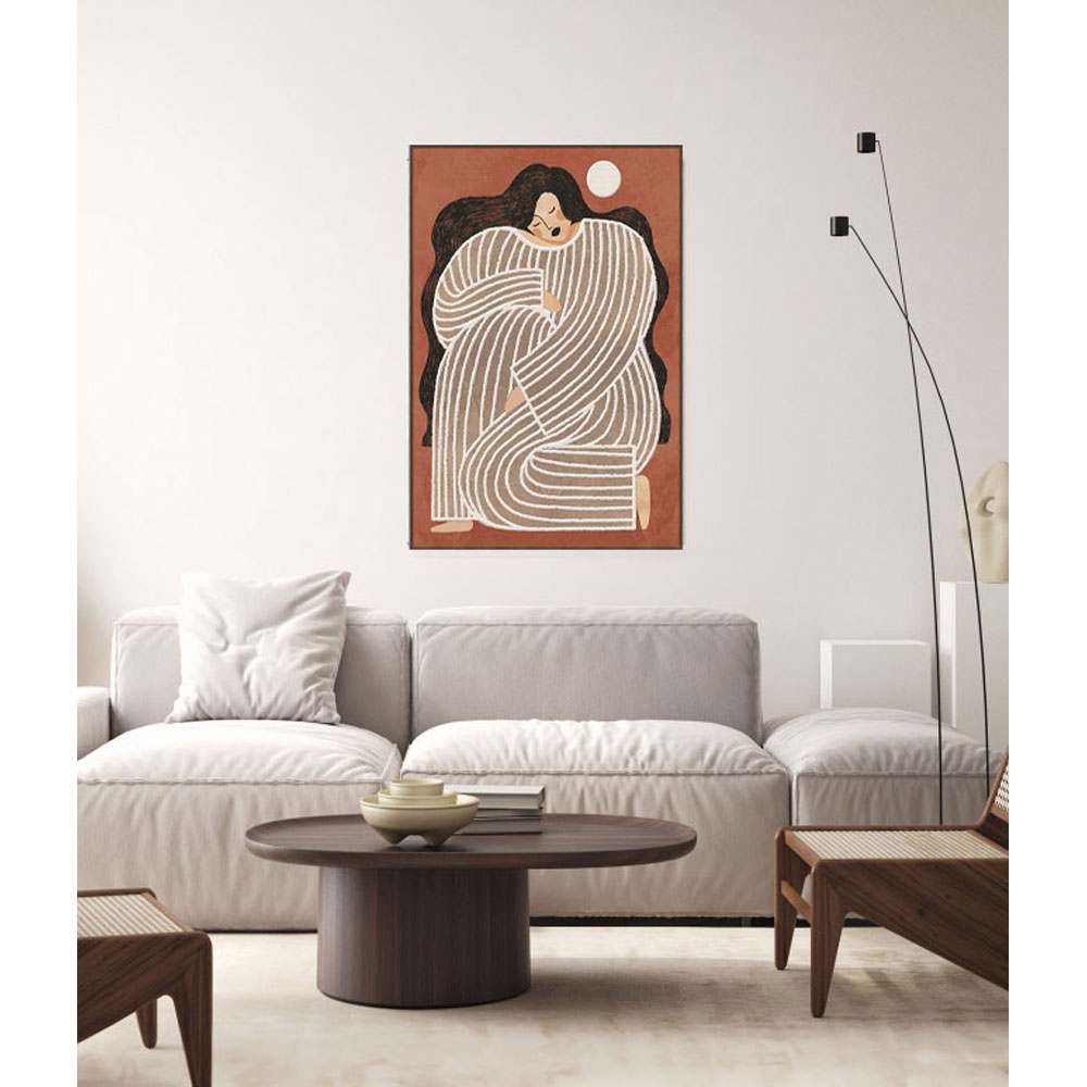 ABBI A ΠΙΝΑΚΑΣ ΔΙΑΚΟΣΜΗΤΙΚΟΣ ΜΕ ΚΟΡΝΙΖΑ 80x120x4.3cm ΚΑΜΒΑΣ TERRACOTTA ΜΠΕΖ ΚΑΦΕ PS - Image 2