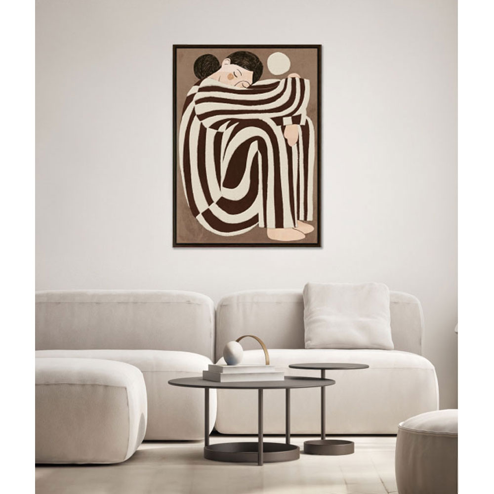 ABBI B ΠΙΝΑΚΑΣ ΔΙΑΚΟΣΜΗΤΙΚΟΣ ΜΕ ΚΟΡΝΙΖΑ 80x120x4.3cm ΚΑΜΒΑΣ ΜΠΕΖ ΚΑΦΕ PS - Image 2