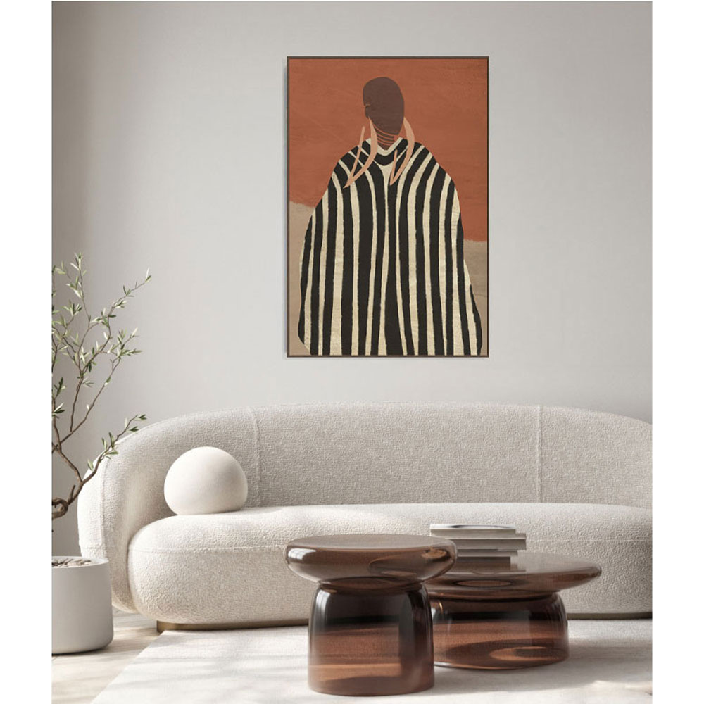 CIANNA ΠΙΝΑΚΑΣ ΔΙΑΚΟΣΜΗΤΙΚΟΣ ΜΕ ΚΟΡΝΙΖΑ 80x120x4.3cm ΚΑΜΒΑΣ TERRACOTTA ΜΠΕΖ ΚΑΦΕ PS - Image 2