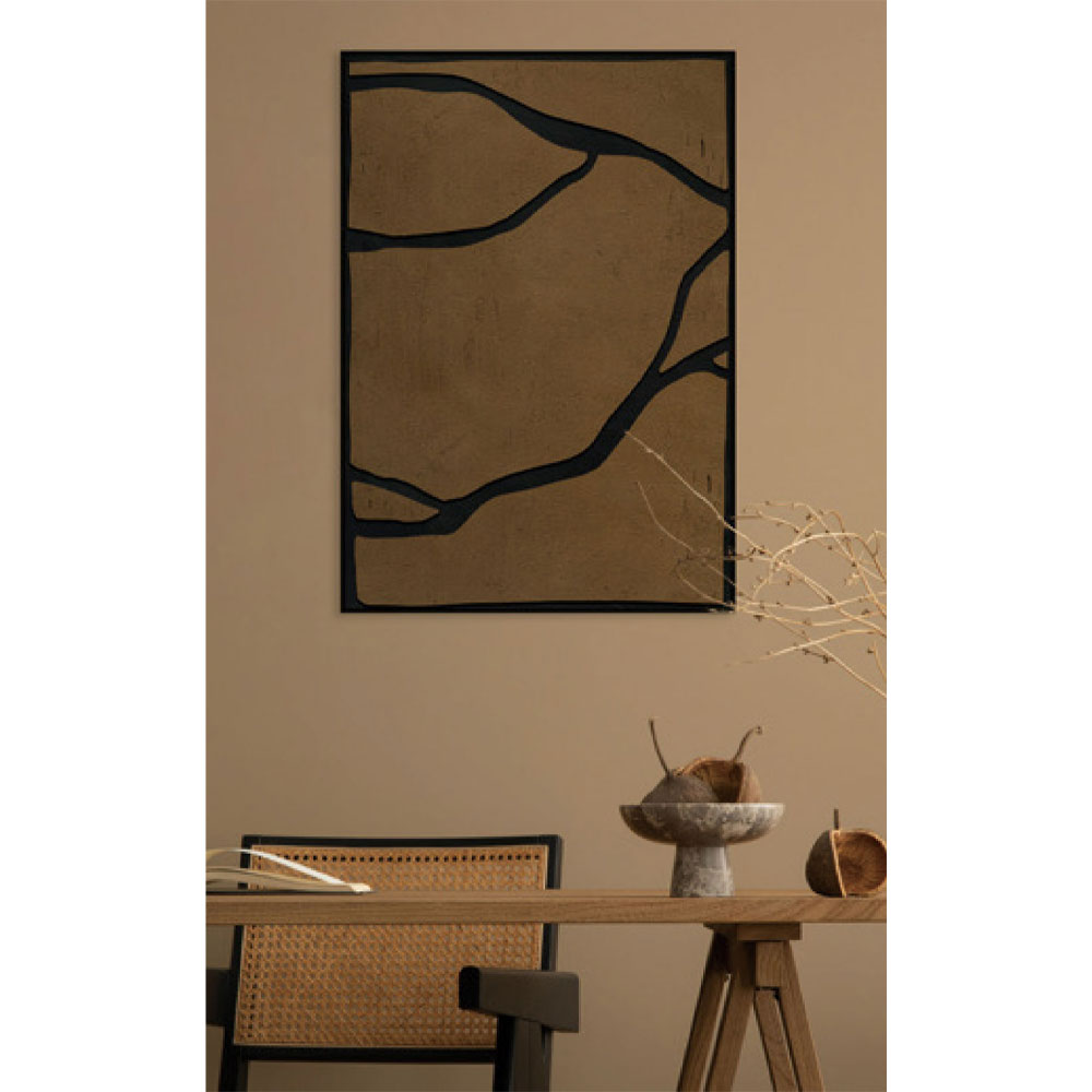 EAVAN ΠΙΝΑΚΑΣ ΔΙΑΚΟΣΜΗΤΙΚΟΣ ΜΕ ΚΟΡΝΙΖΑ 80x120x4.3cm ΚΑΜΒΑΣ ΚΑΦΕ ΜΑΥΡΟ PS - Image 2