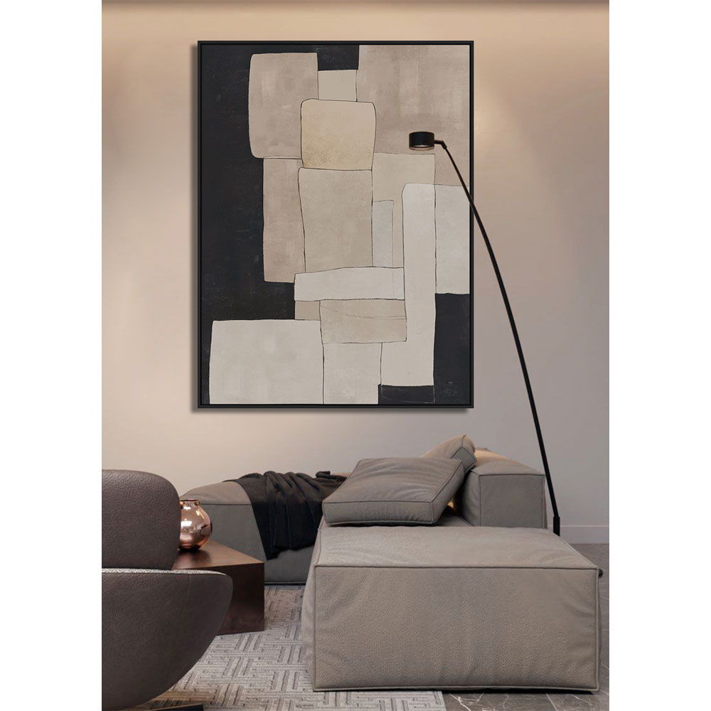 BEYOND THE VEIL ΠΙΝΑΚΑΣ ΔΙΑΚΟΣΜΗΤΙΚΟΣ ΜΕ ΚΟΡΝΙΖΑ 90x120x4 ΚΑΜΒΑΣ ΜΠΕΖ ΜΑΥΡΟ PP - Image 2