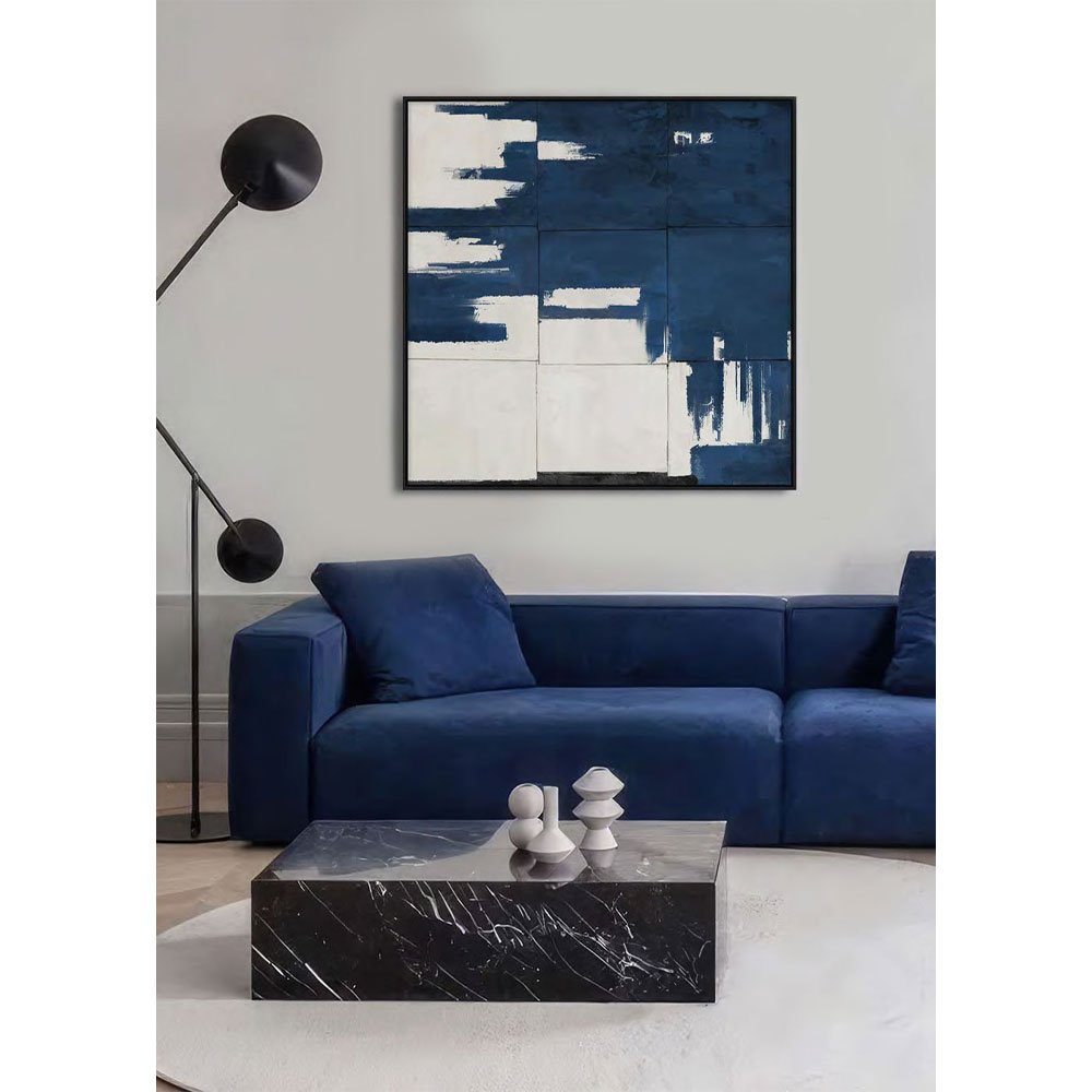 GEOMETRY OF TIME ΠΙΝΑΚΑΣ ΔΙΑΚΟΣΜΗΤΙΚΟΣ ΜΕ ΚΟΡΝΙΖΑ 80x80x4 ΚΑΜΒΑΣ ΜΠΛΕ ΛΕΥΚΟ PP - Image 2