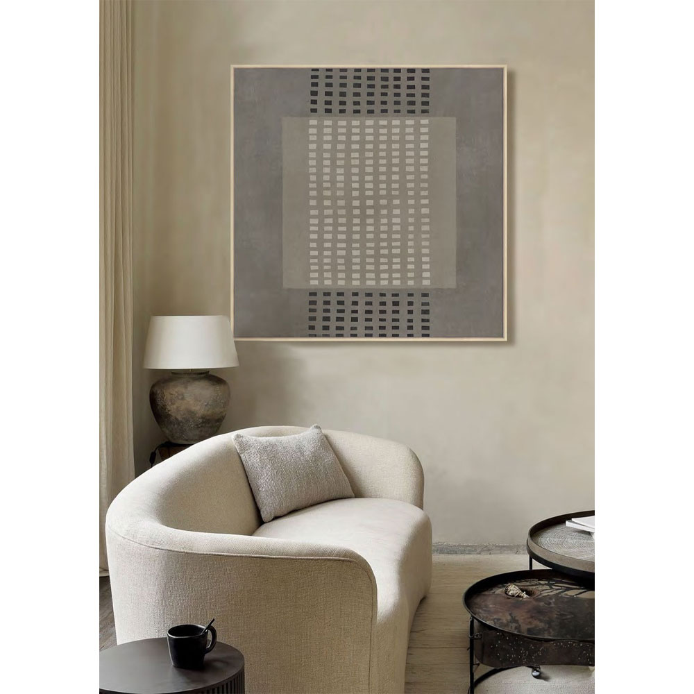 FRAMED DREAM ΠΙΝΑΚΑΣ ΔΙΑΚΟΣΜΗΤΙΚΟΣ ΜΕ ΚΟΡΝΙΖΑ 80x80x4 ΚΑΜΒΑΣ ΓΚΡΙ ΣΚΟΥΡΟ ΜΠΕΖ ΞΥΛΟ - Image 2