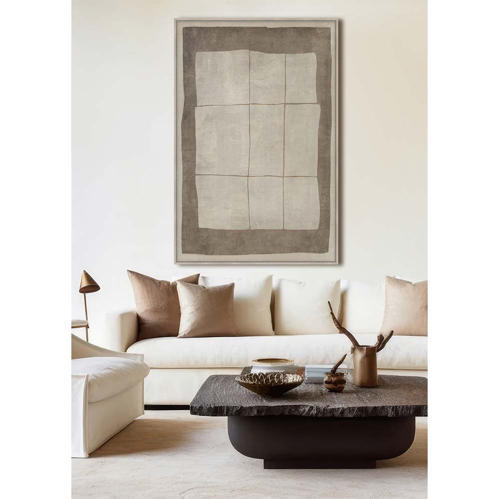 SQUARE LINES ΠΙΝΑΚΑΣ ΔΙΑΚΟΣΜΗΤΙΚΟΣ ΜΕ ΚΟΡΝΙΖΑ 80x120x4 ΚΑΜΒΑΣ ΜΠΕΖ ΚΑΦΕ PP - Image 2