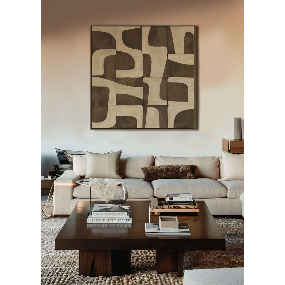 BOHO BALANCE ΠΙΝΑΚΑΣ ΔΙΑΚΟΣΜΗΤΙΚΟΣ ΜΕ ΚΟΡΝΙΖΑ 80x80x4 ΚΑΜΒΑΣ ΚΑΦΕ ΜΠΕΖ PP - Image 2