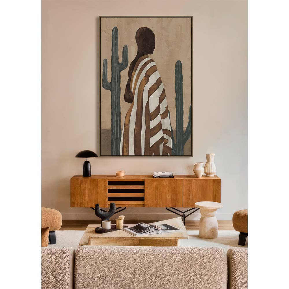 DESERT BLOOM ΠΙΝΑΚΑΣ ΔΙΑΚΟΣΜΗΤΙΚΟΣ ΜΕ ΚΟΡΝΙΖΑ 80x120x4 ΚΑΜΒΑΣ ΚΑΦΕ ΜΠΕΖ PP - Image 2