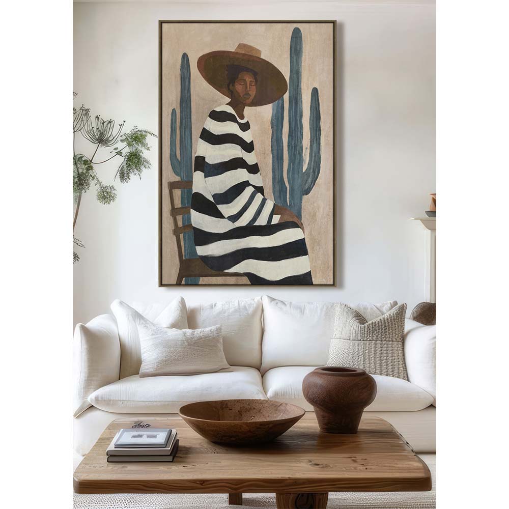 DESERT BLOOM ΠΙΝΑΚΑΣ ΔΙΑΚΟΣΜΗΤΙΚΟΣ ΜΕ ΚΟΡΝΙΖΑ 80x120x4 ΚΑΜΒΑΣ ΚΑΦΕ ΜΠΕΖ PP - Image 2
