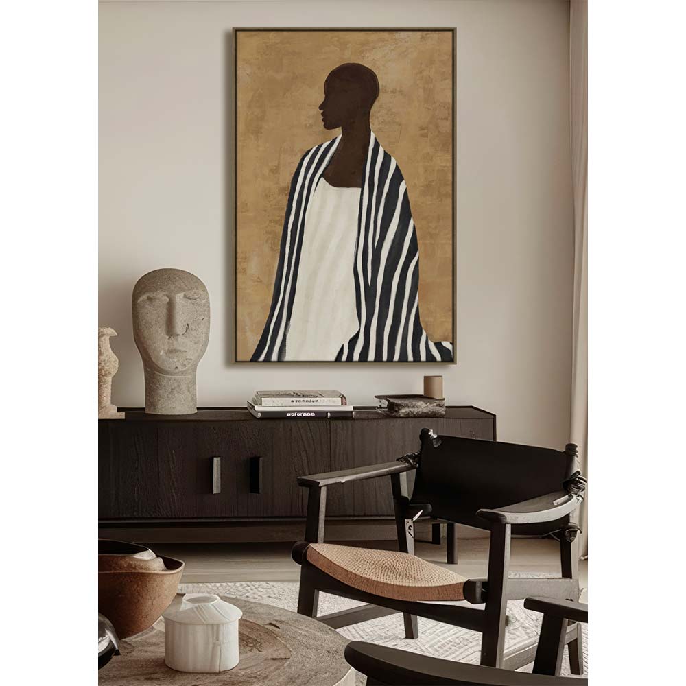 TIMELESS ELEGANCE A ΠΙΝΑΚΑΣ ΔΙΑΚΟΣΜΗΤΙΚΟΣ ΜΕ ΚΟΡΝΙΖΑ 80x120x4 ΚΑΜΒΑΣ ΚΑΦΕ ΜΠΕΖ PP ΜΑΥΡΟ - Image 2