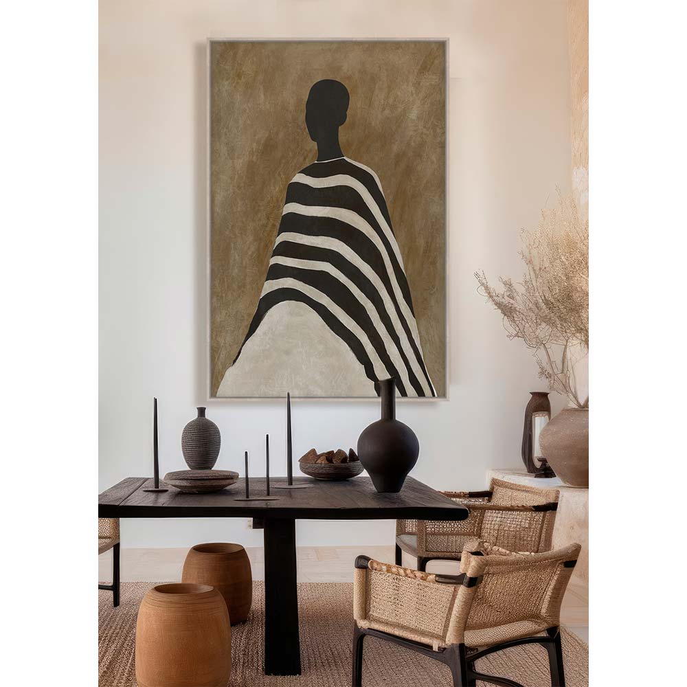 TIMELESS ELEGANCE B ΠΙΝΑΚΑΣ ΔΙΑΚΟΣΜΗΤΙΚΟΣ ΜΕ ΚΟΡΝΙΖΑ 80x120x4 ΚΑΜΒΑΣ ΚΑΦΕ ΜΠΕΖ PP ΜΑΥΡΟ - Image 2