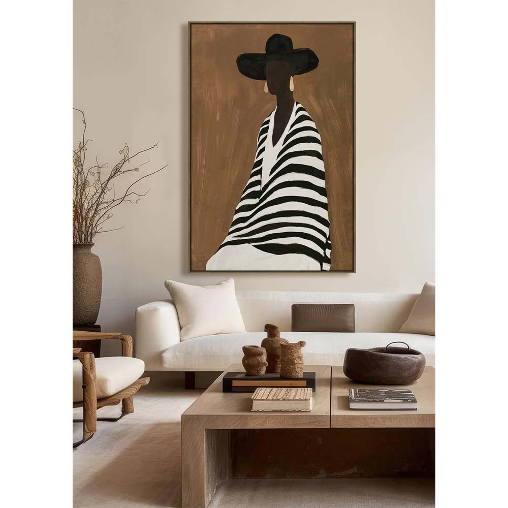 TIMELESS ELEGANCE C ΠΙΝΑΚΑΣ ΔΙΑΚΟΣΜΗΤΙΚΟΣ ΜΕ ΚΟΡΝΙΖΑ 80x120x4 ΚΑΜΒΑΣ ΚΑΦΕ ΜΠΕΖ PP ΜΑΥΡΟ - Image 2