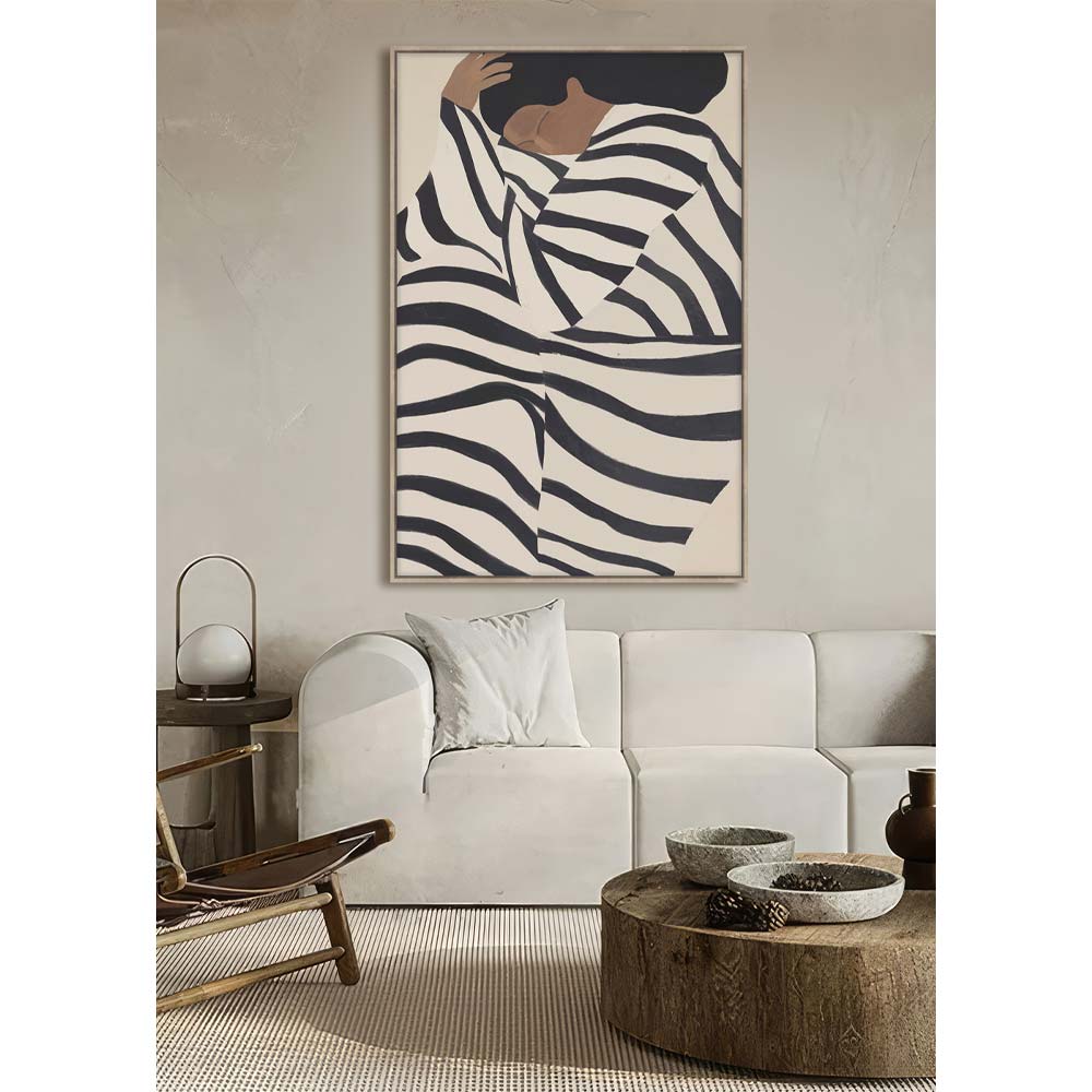 QUIET GRACE ΠΙΝΑΚΑΣ ΔΙΑΚΟΣΜΗΤΙΚΟΣ ΜΕ ΚΟΡΝΙΖΑ 80x120x4 ΚΑΜΒΑΣ ΜΠΕΖ ΜΑΥΡΟ PP - Image 2