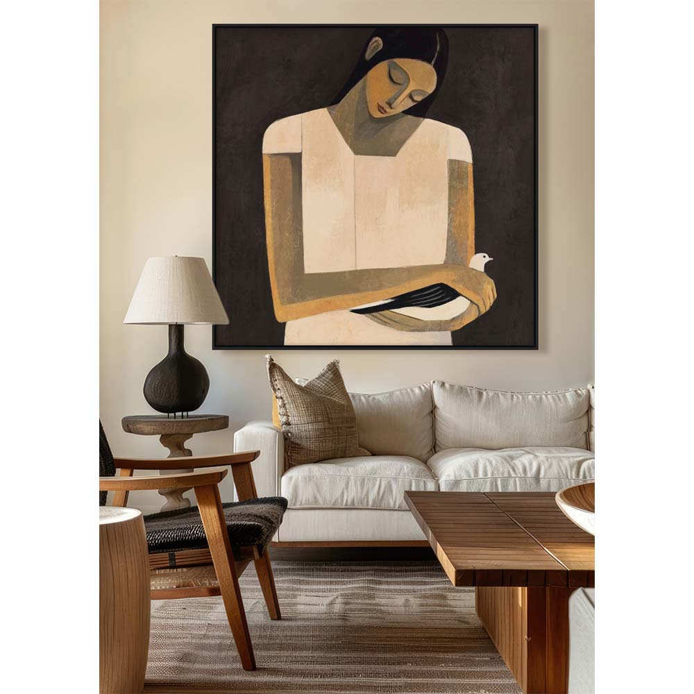 SERENITY B ΠΙΝΑΚΑΣ ΔΙΑΚΟΣΜΗΤΙΚΟΣ ΜΕ ΚΟΡΝΙΖΑ 100x100x4 ΚΑΜΒΑΣ ΜΠΕΖ ΚΑΦΕ PP - Image 2