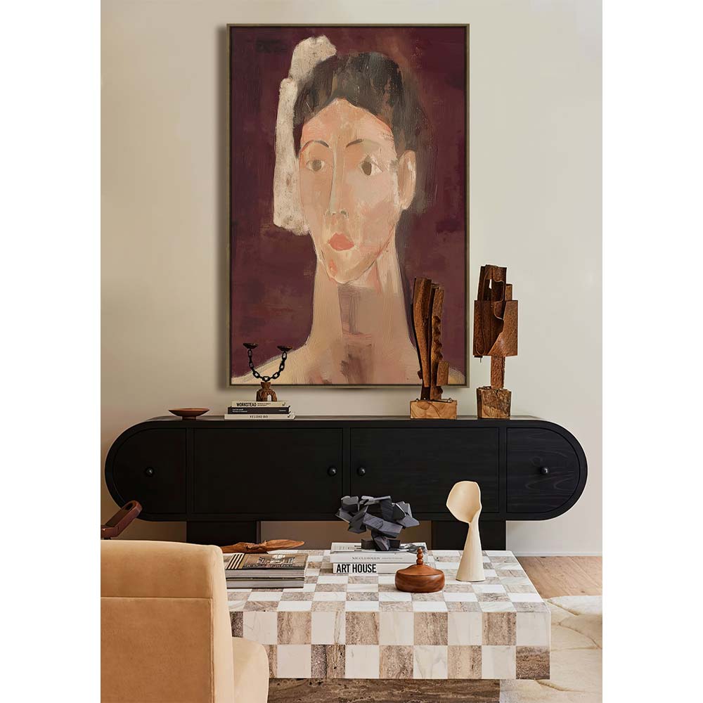 ETERNAL GAZE ΠΙΝΑΚΑΣ ΔΙΑΚΟΣΜΗΤΙΚΟΣ ΜΕ ΚΟΡΝΙΖΑ 80x120x4 ΚΑΜΒΑΣ ΜΠΟΡΝΤΩ ΜΠΕΖ PP - Image 2