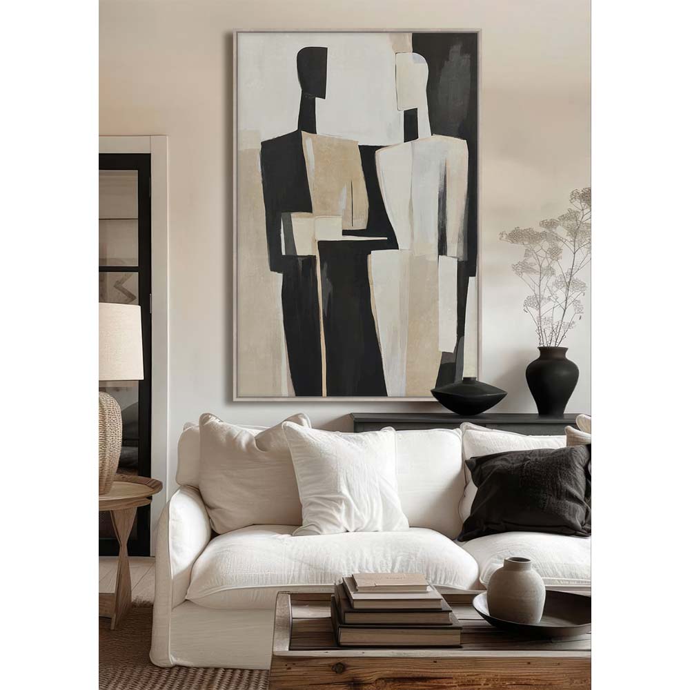 FADING FACES ΠΙΝΑΚΑΣ ΔΙΑΚΟΣΜΗΤΙΚΟΣ ΜΕ ΚΟΡΝΙΖΑ 80x120x4 ΚΑΜΒΑΣ ΜΠΕΖ ΜΑΥΡΟ PP - Image 2