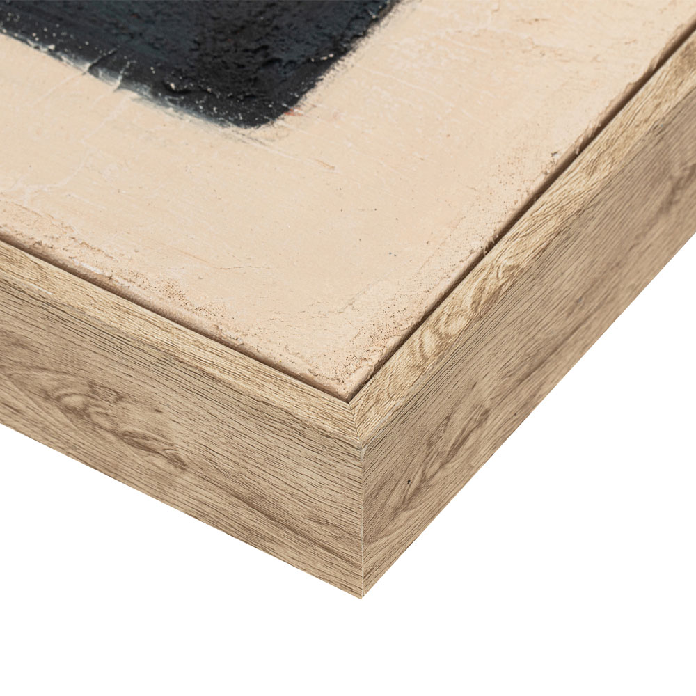 BLACK SEA ΠΙΝΑΚΑΣ ΔΙΑΚΟΣΜΗΤΙΚΟΣ ΜΕ ΚΟΡΝΙΖΑ 80x80x3.8cm ΚΑΜΒΑΣ BEIGE ΜΑΥΡΟ ΞΥΛΟ ΦΥΣΙΚΟ - Image 2