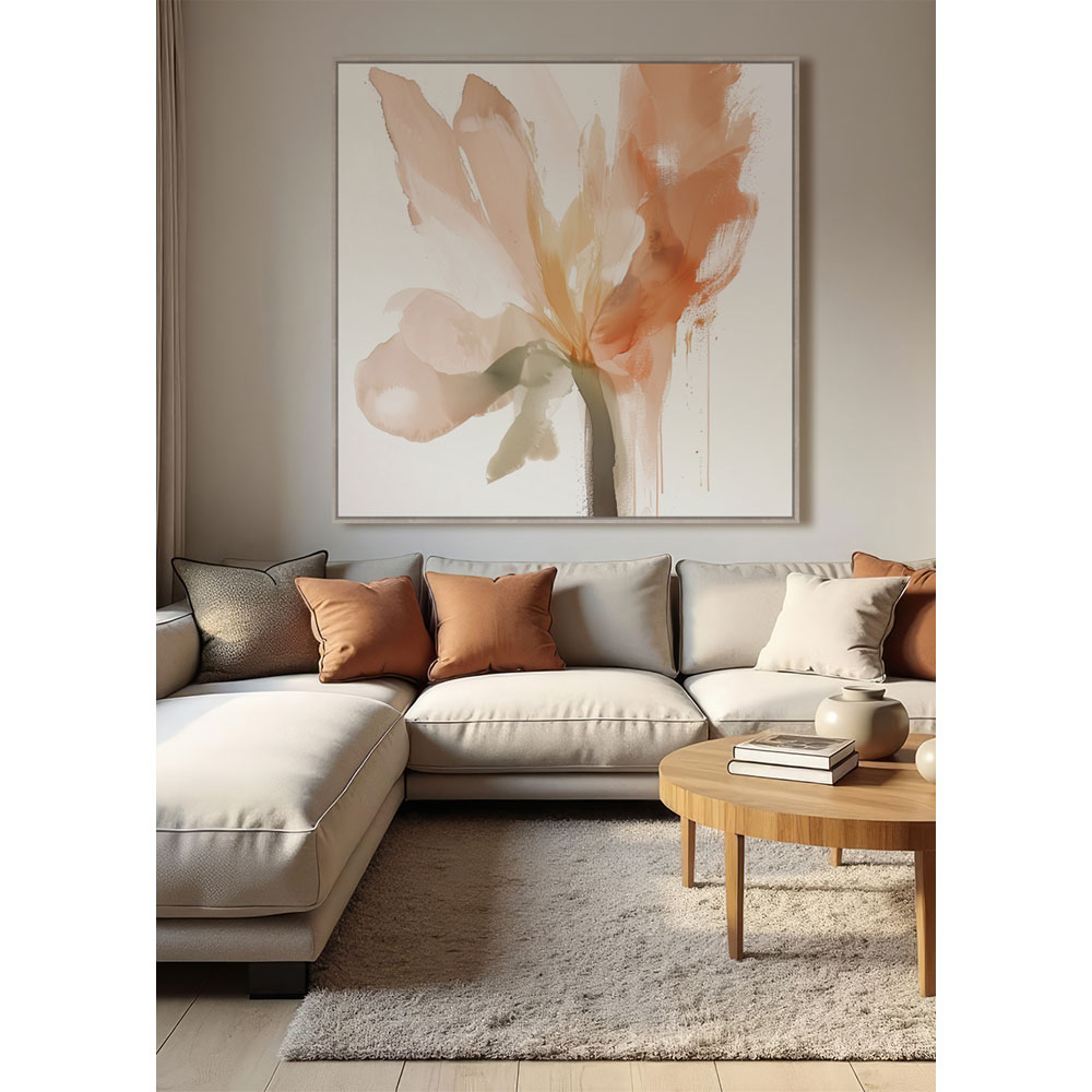 CALANDIUM.A ΠΙΝΑΚΑΣ ΔΙΑΚΟΣΜΗΤΙΚΟΣ ΜΕ ΚΟΡΝΙΖΑ 80x80x4 ΚΑΜΒΑΣ BEIGE ΠΟΛΥΧΡΩΜΟ ΞΥΛΟ ΦΥΣΙΚΟ - Image 2