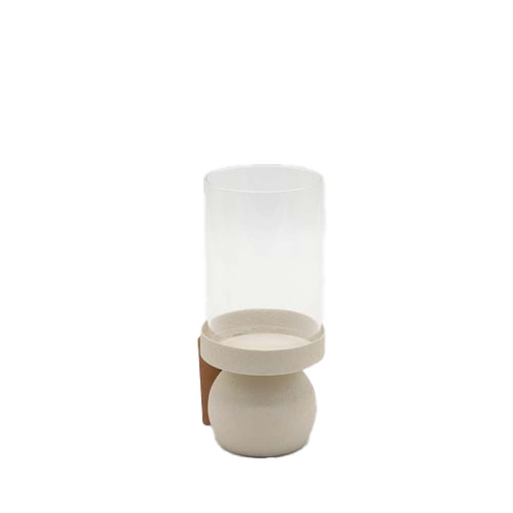 VELA ΚΗΡΟΠΗΓΙΟ 9x9x20cm ΜΕΤΑΛΛΟ ΜΠΕΖ ΓΥΑΛΙ