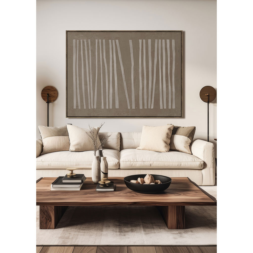 RAYA A ΠΙΝΑΚΑΣ ΔΙΑΚΟΣΜΗΤΙΚΟΣ ΜΕ ΚΟΡΝΙΖΑ 90x120x4 ΚΑΜΒΑΣ ΚΑΦΕ ΜΠΕΖ ΞΥΛΟ ΦΥΣΙΚΟ - Image 2